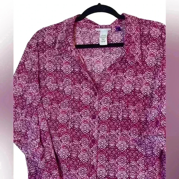 Catherines Business Casual Button Up Short Sleeved Pink Blouse Size 3XWP - Picture 2 of 9